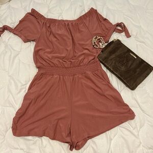 Women's Off-Shoulder Jumpsuit in Rose size medium